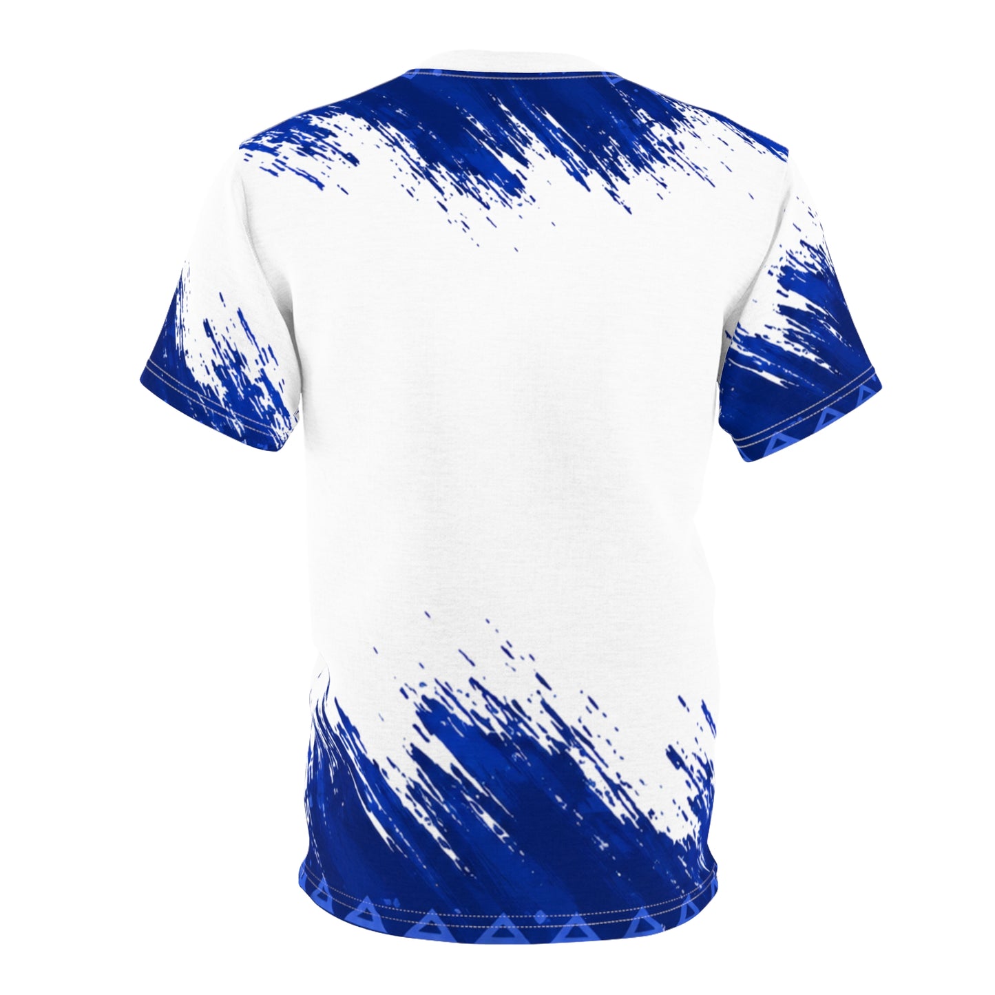 Blue Brushstroke Cut & Sew Tee — All-Over Paint Splatter Design