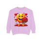 Valentine Emoji Sweatshirt — Smiley with Roses & Wine Love Crewneck