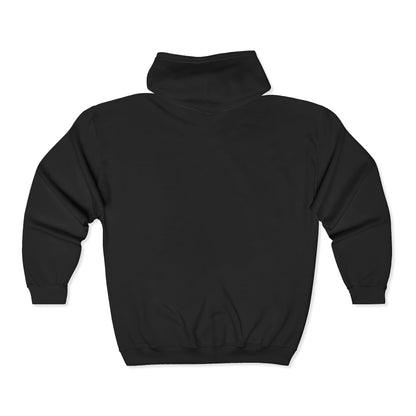 Fortis Zip Hoodie — Metallic Brushstroke Logo Full‑Zip Sweatshirt