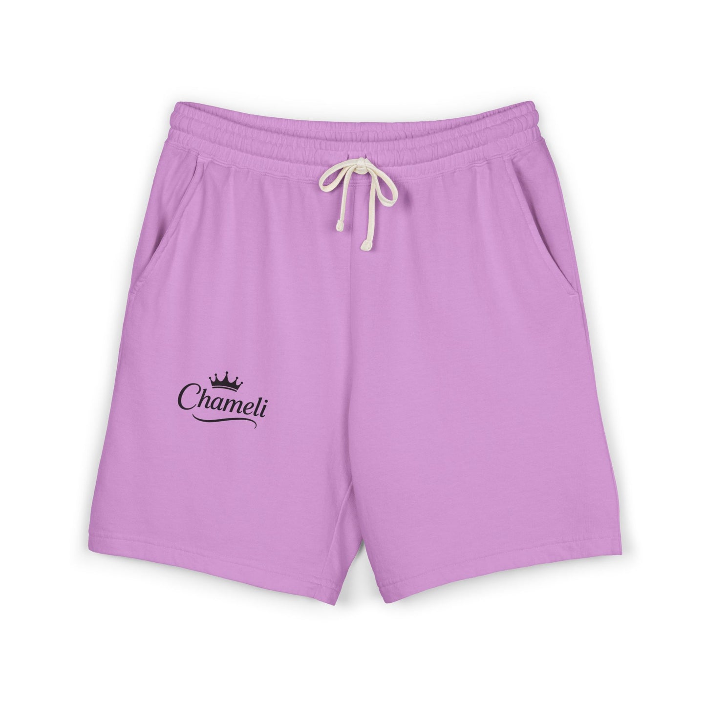 Sweat Shorts — 'Chameli' Crown Logo Lightweight Fleece Lounge Shorts