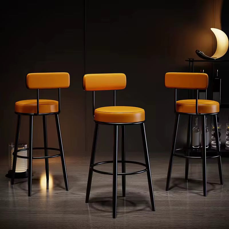 Modern Metal Bar Stools Luxury Black Leather Dining Room Chairs High-Quality Barstools Home Decoration Furniture for Living Room