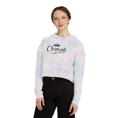 Cropped Hoodie — "Chameli" Script Crown Logo Women’s Hooded Sweatshirt