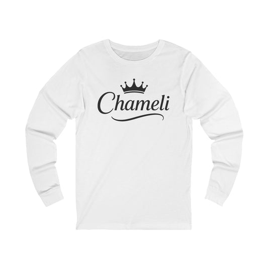 Chameli Crown Long Sleeve Tee — Personalized Name Script Shirt