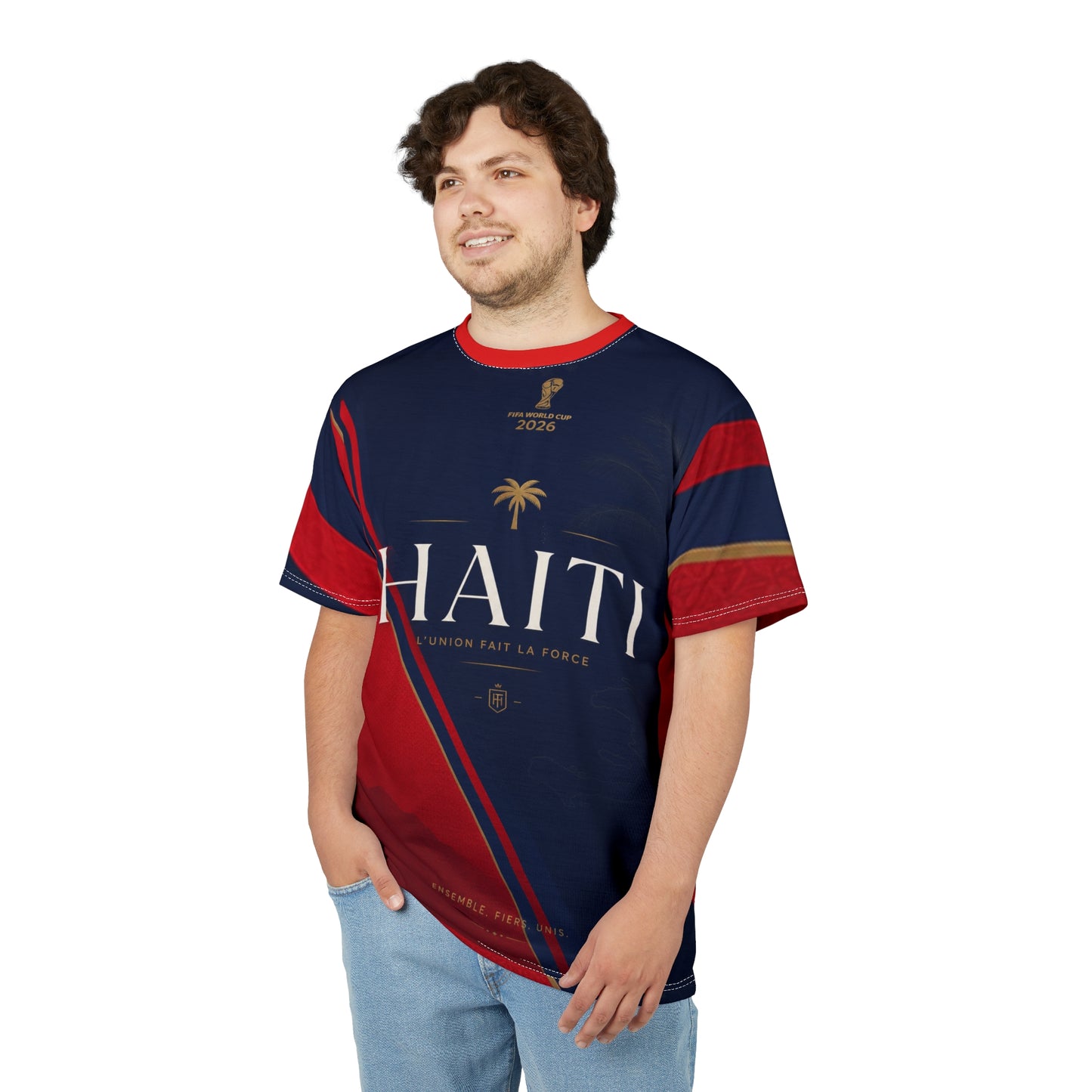 Haiti World Cup 2026 Fan Tee — Patriotic Red & Navy Soccer Shirt