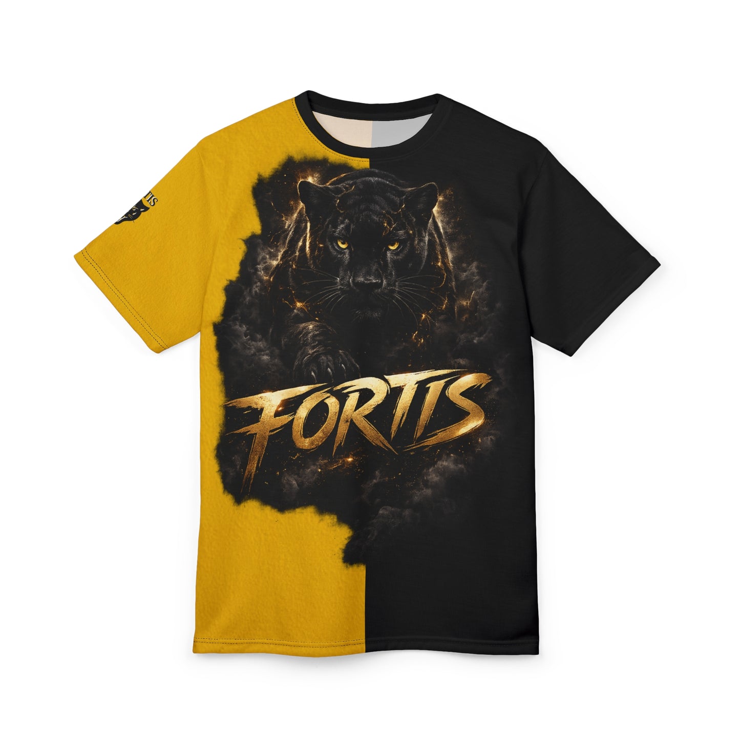 Fortis Panther Tee — Bold Black & Gold Graphic T‑Shirt