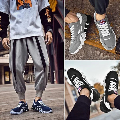 Men'S and Women'S Fashion Blade Breathable Knitted Casual Shoes Sports Running Shoes anti Slip Tennis Shoes 2024 New Edition