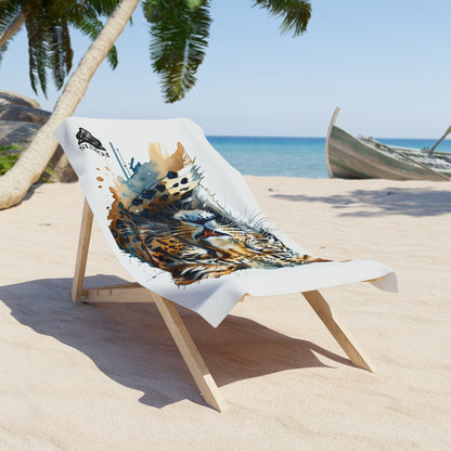 Leopard Watercolor Beach Towel — Artistic Big Cat Pool & Travel Towel