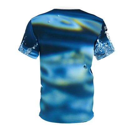 Water Drop All-Over Print Tee — Photorealistic Splash Design