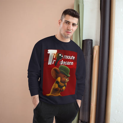 Sweatshirt — Retro Cartoon Mouse "T' moute desann" Graphic Crewneck