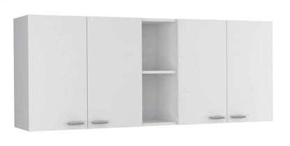 Portofino 150 Wall Cabinet, Double Door, Two External Shelves, Two Interior Shelves White