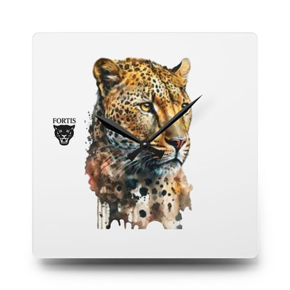 Leopard Watercolor Acrylic Wall Clock — Wildlife Art Home Decor