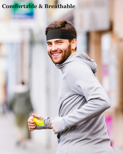 Running Headbands for Men Sweatbands Sports Sweat Bands Mens Workout Thin Fitness Gym Yoga 4 Pack…