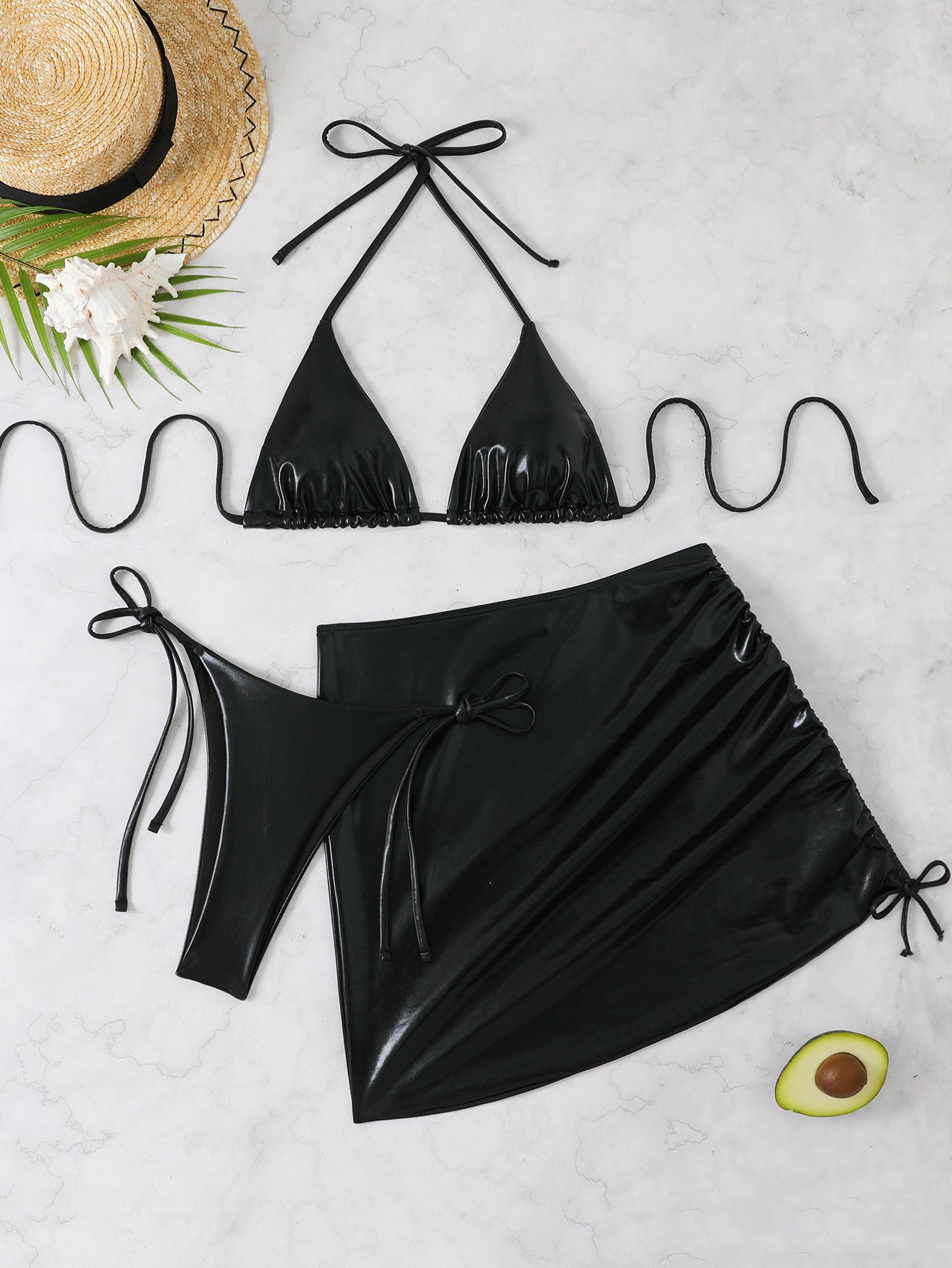 European And American Bikini Suit Sexy Slim Fit Shiny Surface Hot Girl Nightclub