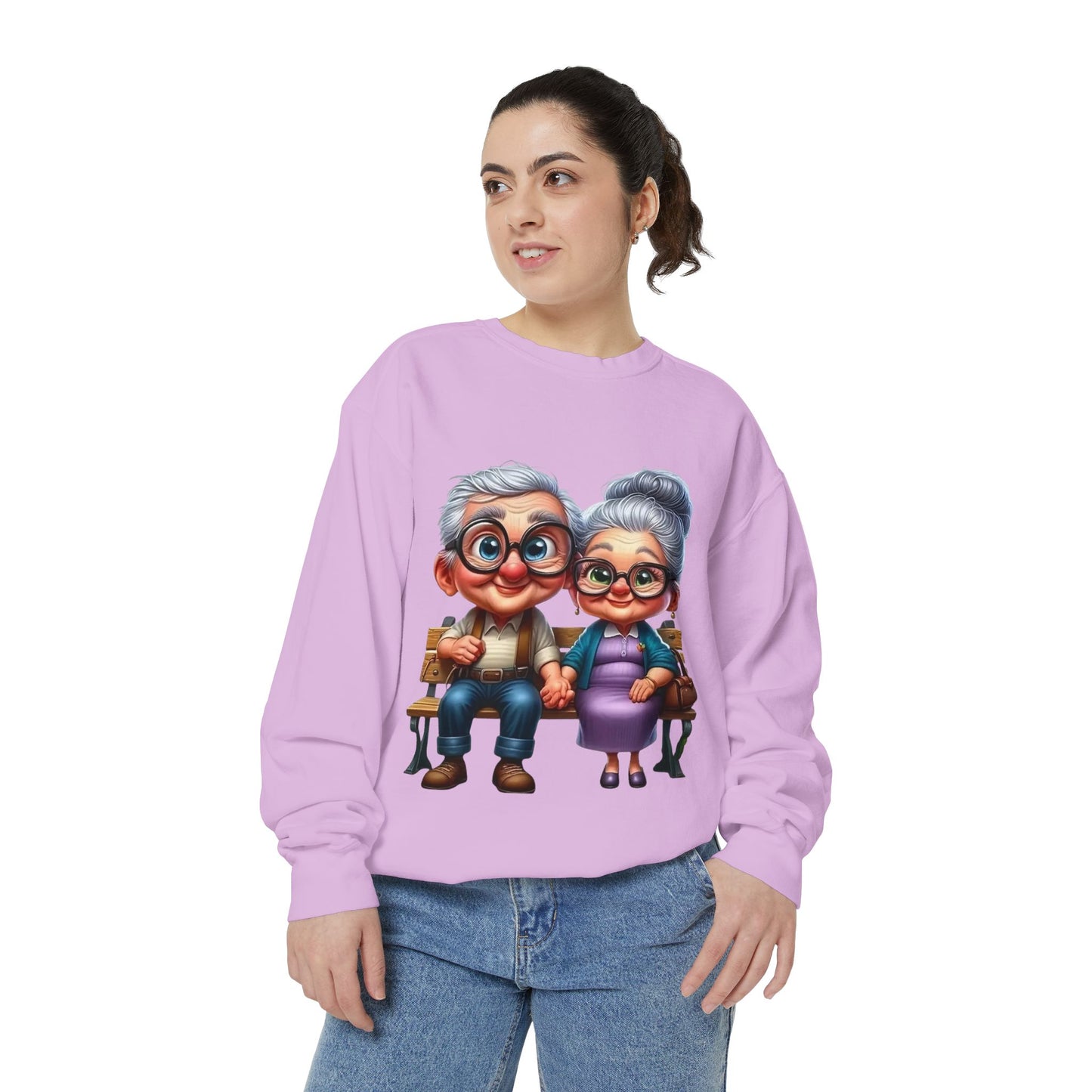 Grandparents Sitting on Bench Cute Couple Sweatshirt