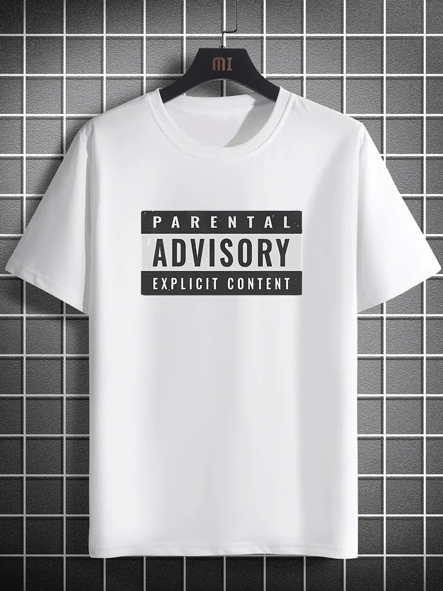 Parents' Advice Letter Printed Men's Round Neck Short Sleeved T-shirt, Fashionable T-shirt, Casual And Comfortable Lightweight Top Suitable For Summer