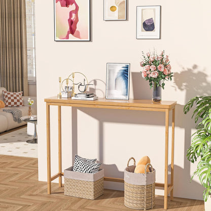 Console Table, Entryway Table, Narrow Sofa Table, 39" Bamboo Hallway Table for E
