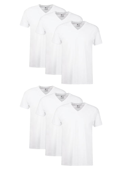 Men'S Cotton V-Neck Undershirt Pack with Odor Control, Moisture-Wicking, 6-Pack