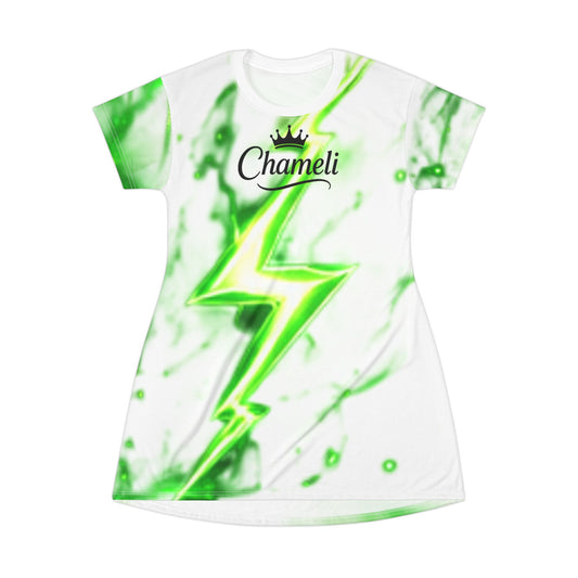 Chameli Green Lightning All-Over Print T-Shirt Dress