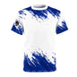 Blue Brushstroke Cut & Sew Tee — All-Over Paint Splatter Design