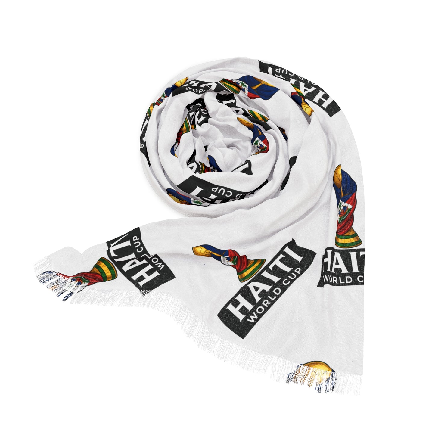 Haiti Flag Light Scarf – Tropical Map & Word Pattern