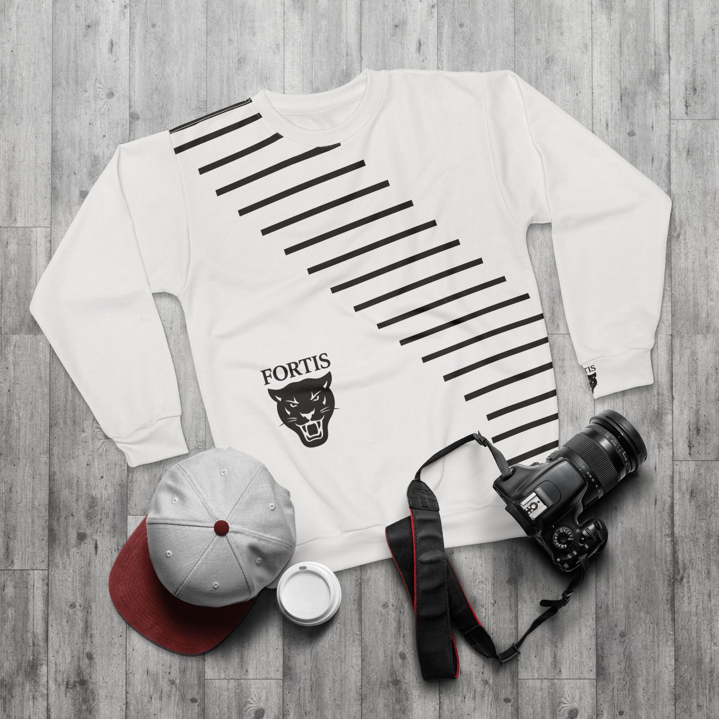 Fortis Panther Sweatshirt — Bold Striped Crewneck