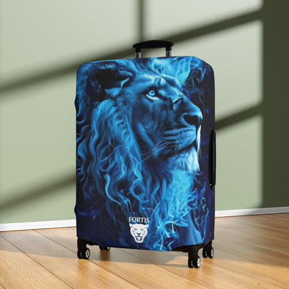 Blue Fire Lion Luggage Cover – Protective Suitcase Skin with Bold Lion Artwork