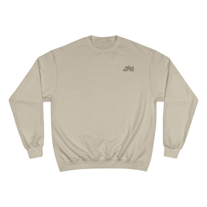 Minimalist 'JAH' Champion Sweatshirt – White Crewneck, Subtle Chest Logo