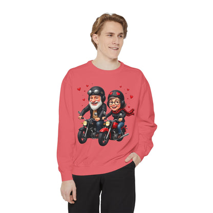 Couple Biker Sweatshirt — Cute Riding Grandparents with Hearts