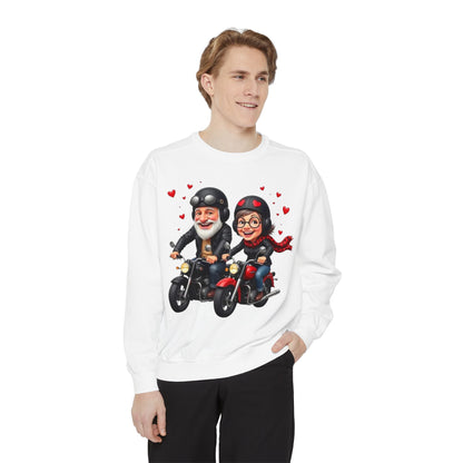 Couple Biker Sweatshirt — Cute Riding Grandparents with Hearts