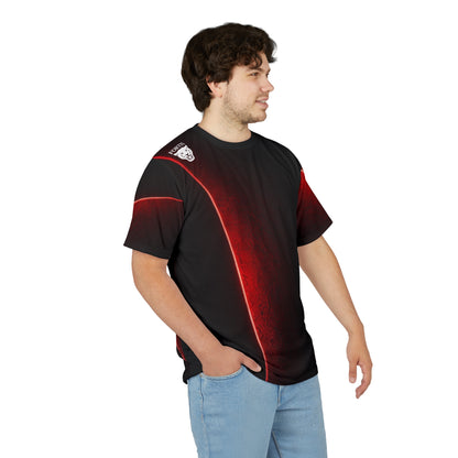Fortis Panther Tee — Bold Red & Black All-Over Print Shirt