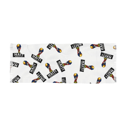 Haiti Flag Light Scarf – Tropical Map & Word Pattern