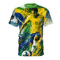 Brazil Soccer Player Graphic Tee - Green & Yellow Football Jersey Design