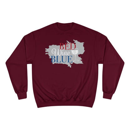 Red White & Wine Sweatshirt — Bed Wine Blue Graphic Crewneck