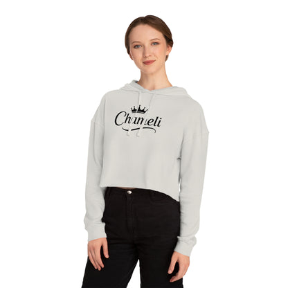 Cropped Hoodie — "Chameli" Script Crown Logo Women’s Hooded Sweatshirt