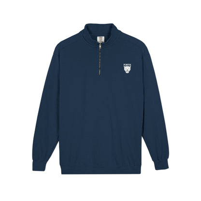 Quarter-Zip Sweatshirt with Small Chest Crest — Casual Pullover for Everyday Wear