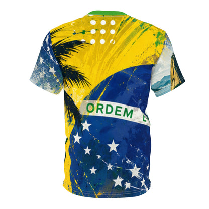 Brazil Soccer Player Graphic Tee - Green & Yellow Football Jersey Design