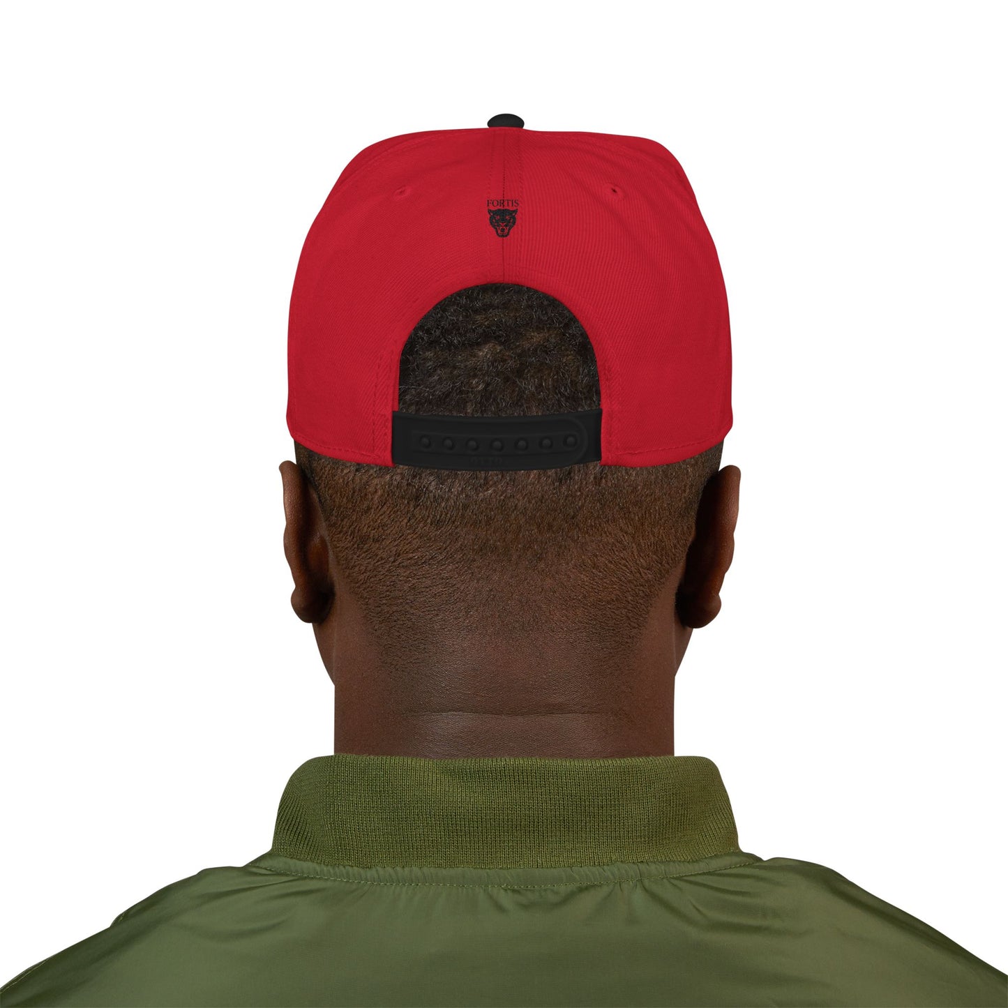 Embroidered Red & Black Snapback Hat – AH Logo Streetwear Cap