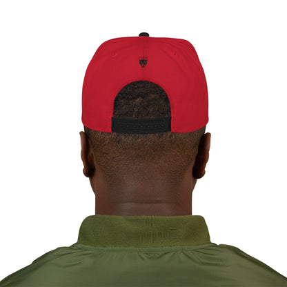 Embroidered Red & Black Snapback Hat – AH Logo Streetwear Cap