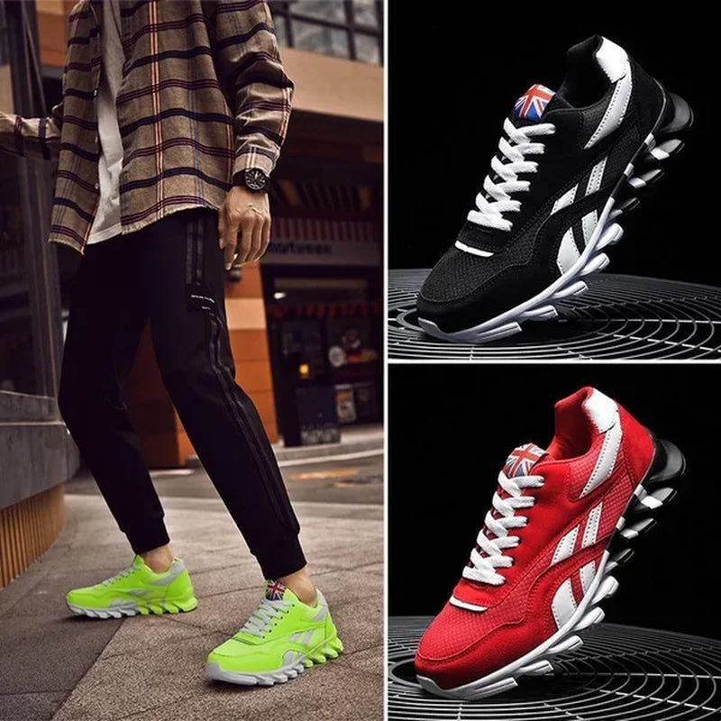 Men'S and Women'S Fashion Blade Breathable Knitted Casual Shoes Sports Running Shoes anti Slip Tennis Shoes 2024 New Edition