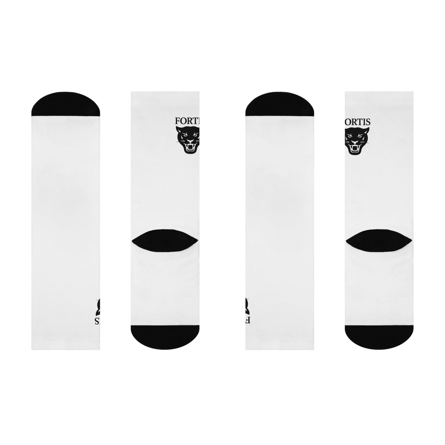 Fortis Panther Cushioned Crew Socks — Athletic Comfort, Black Heel & Toe