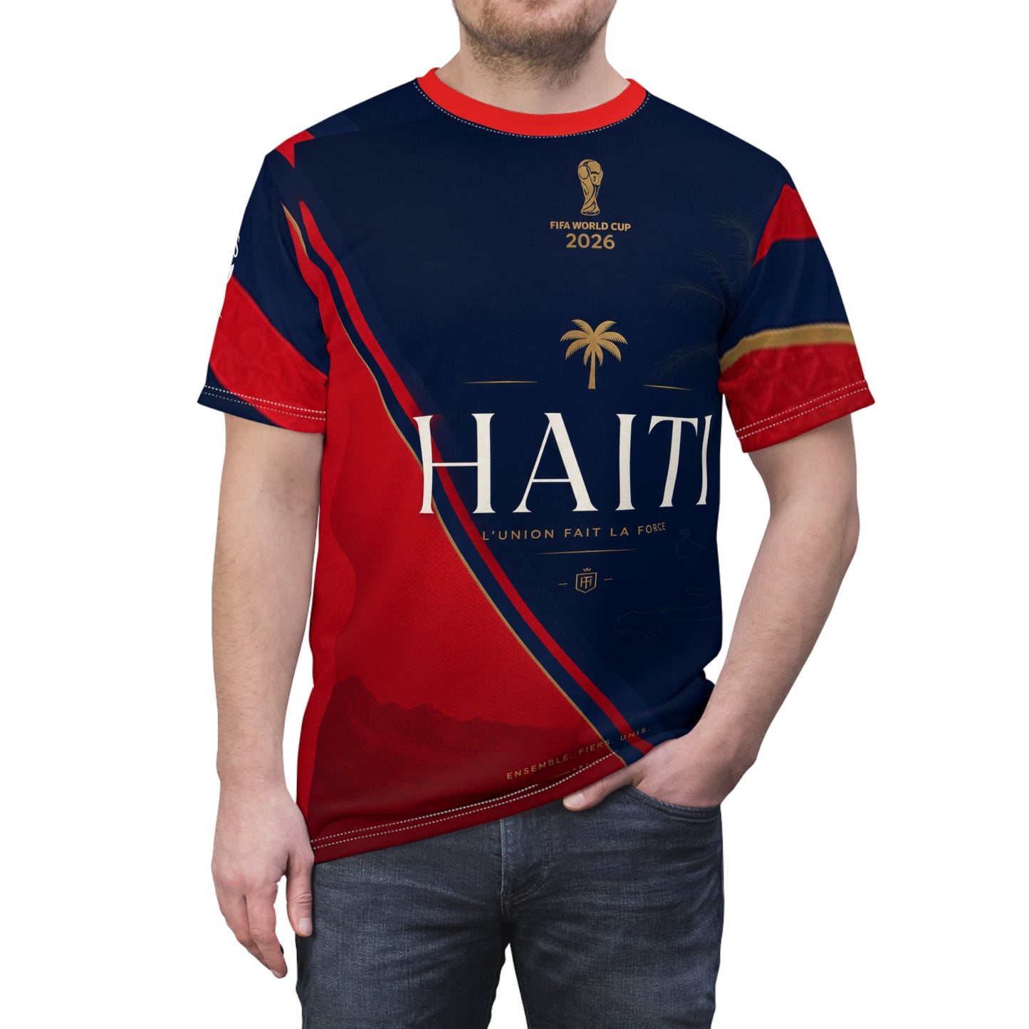 Haiti World Cup 2026 Fan Tee — Patriotic Red & Navy Soccer Shirt
