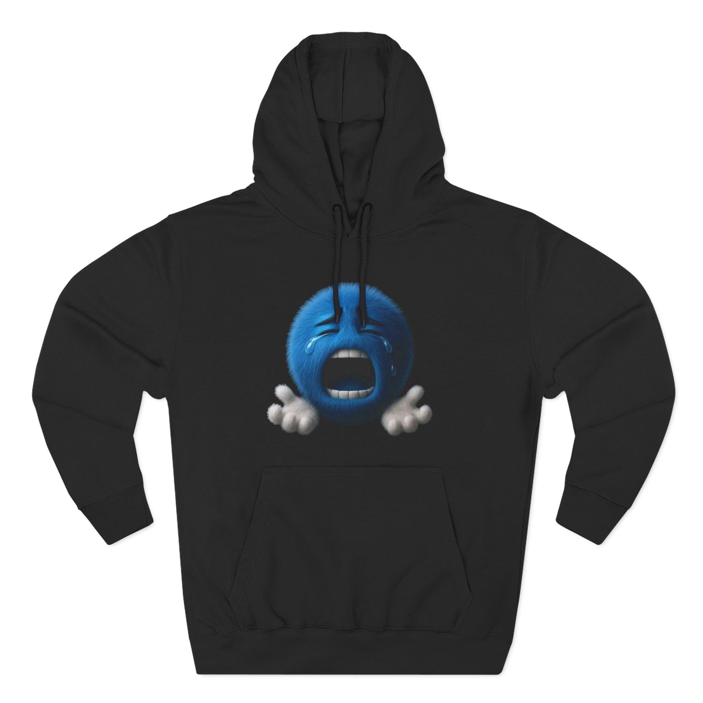 Blue Scream Emoji Hoodie — Cute 3D Emoticon Graphic Fleece Pullover