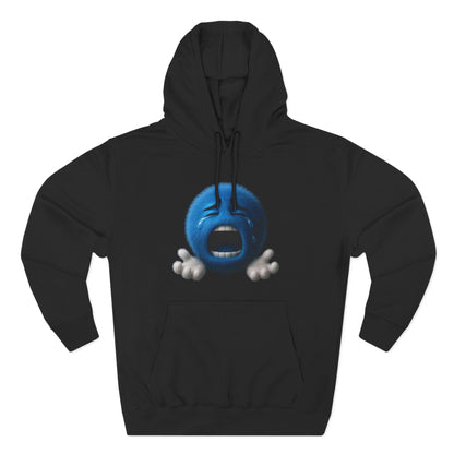 Blue Scream Emoji Hoodie — Cute 3D Emoticon Graphic Fleece Pullover