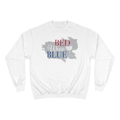 Red White & Wine Sweatshirt — Bed Wine Blue Graphic Crewneck