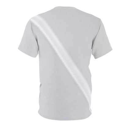 Fortis Minimalist Panther Tee — White Diagonal Cut & Sew T‑Shirt