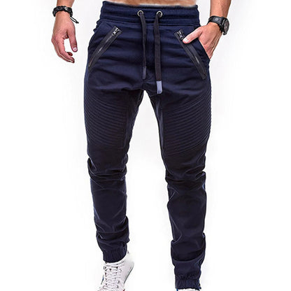 HOT SALES!!! New Arrival Men Fashion Drawstring Zip Strips Pockets Ankle Tied Long Pants Sports Trousers Wholesale Dropshipping