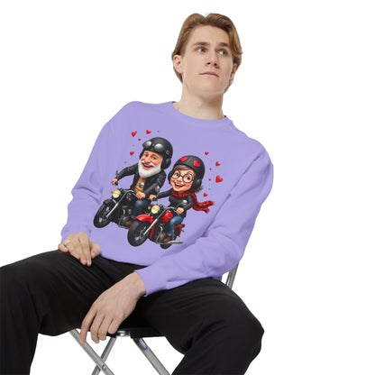 Couple Biker Sweatshirt — Cute Riding Grandparents with Hearts