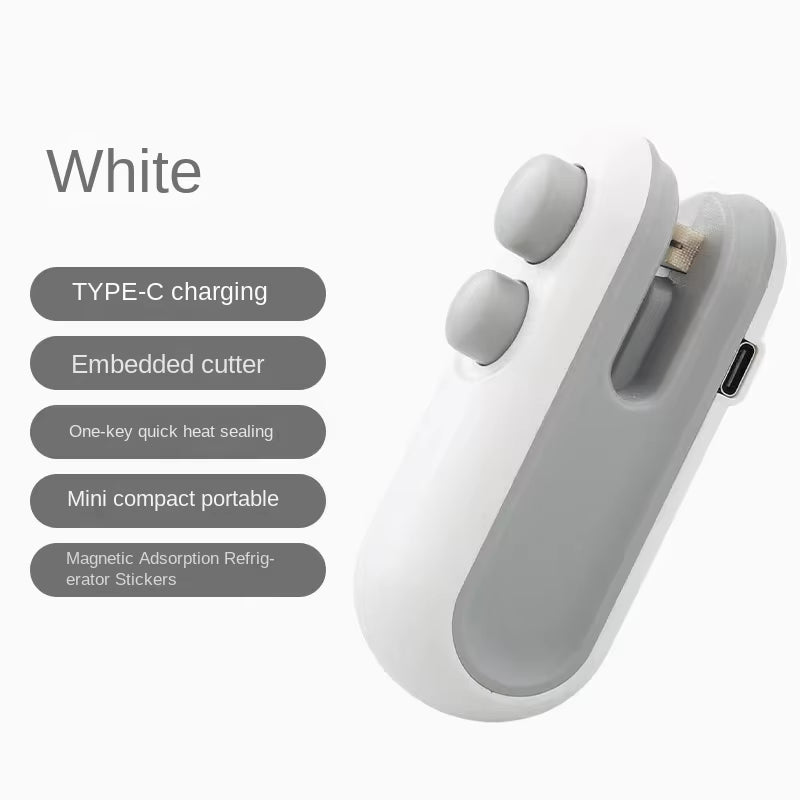 1 Mini Snack Bag Sealing Machine, USB Charging, Equipped with a Chip Cutter, Plastic Bag Resealing Machine to Keep Food Fresh,