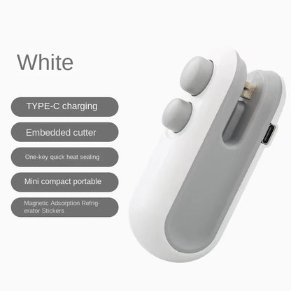 1 Mini Snack Bag Sealing Machine, USB Charging, Equipped with a Chip Cutter, Plastic Bag Resealing Machine to Keep Food Fresh,