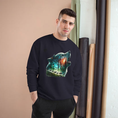 Wolf Silhouette Sweatshirt - Forest Night Nature Scene Crewneck